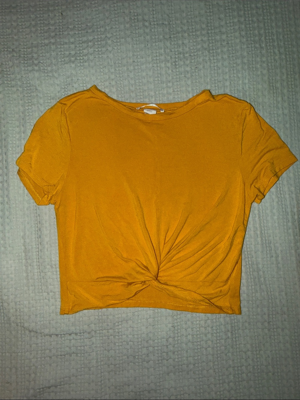 gaze Mustard Twist-Front Crop Tee